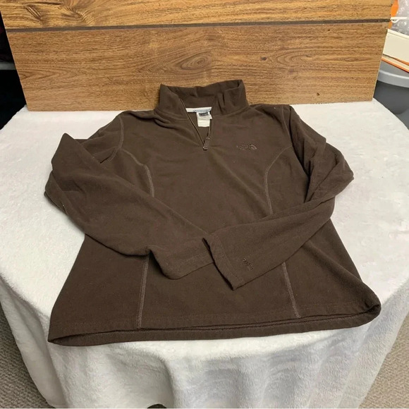 The North Face dark brown size medium pullover jacket 1/4 zip - Picture 4 of 8